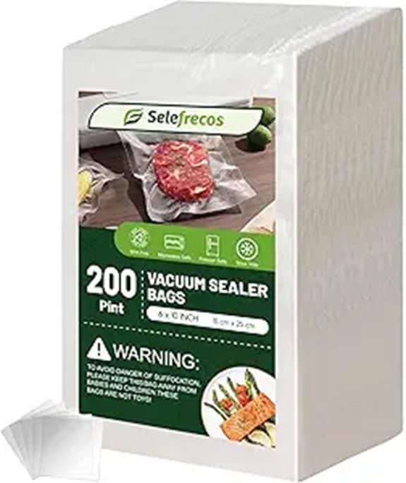 200 Vacuum Sealer Bags 6x10 Inch BPA-Free
