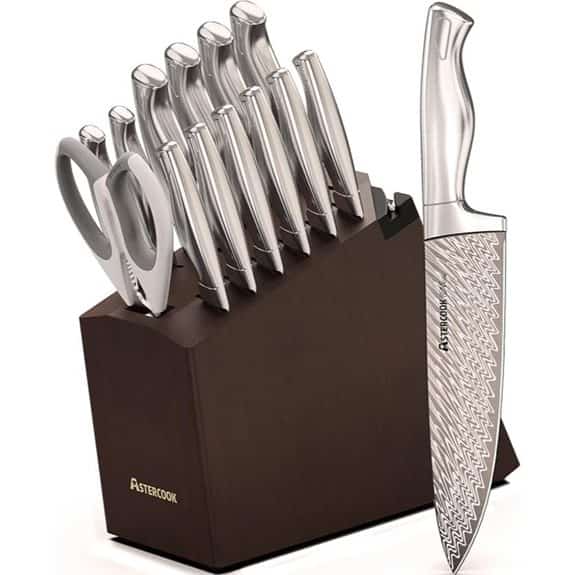 Astercook 15-Piece Kitchen Knife Set with Block