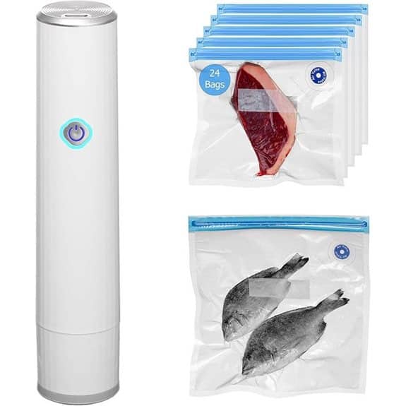 Basicwise Handheld Vacuum Sealer with 24 Reusable Bags