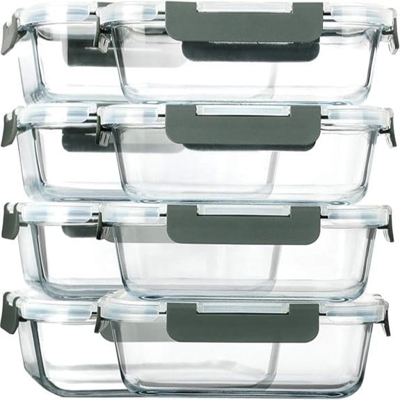 8-Pack Glass Meal Prep Containers with Lids