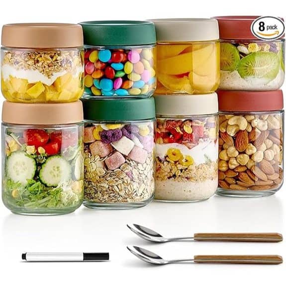 8 Pack Overnight Oats Glass Mason Jars