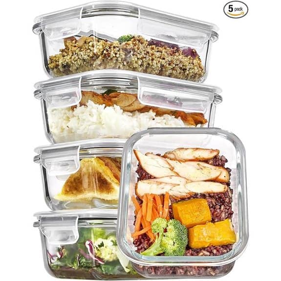 Vtopmart 5Pack Glass Storage Containers with Lids