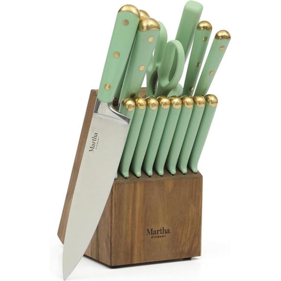 Martha Stewart 16-Piece Stainless Steel Knife Block Set