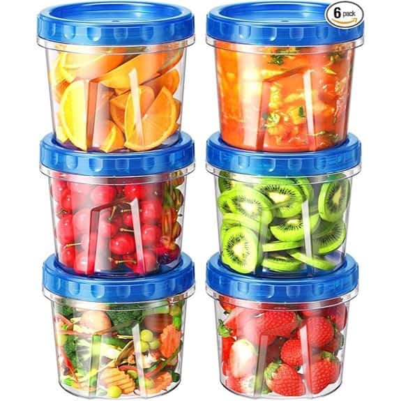 6 Pack 24oz Freezer Storage Containers with Lids