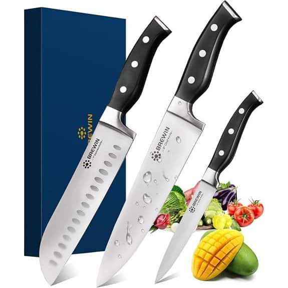 Brewin 3PC Professional Chef Knife Set with Box