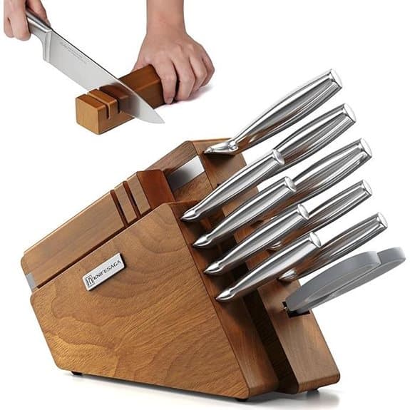 12-Piece Kitchen Knife Block Set with Sharpener