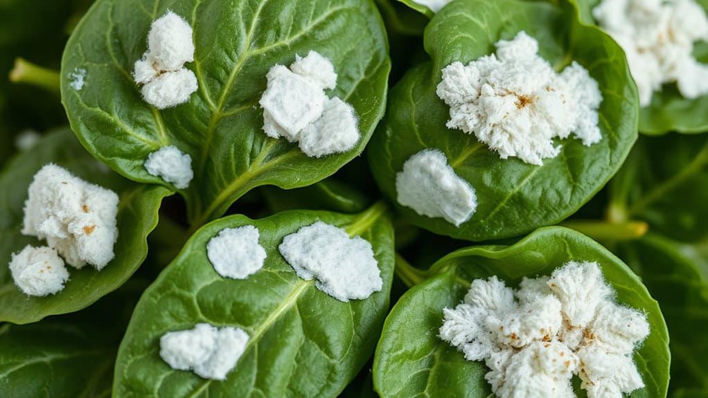 white fuzzy mold on spinach