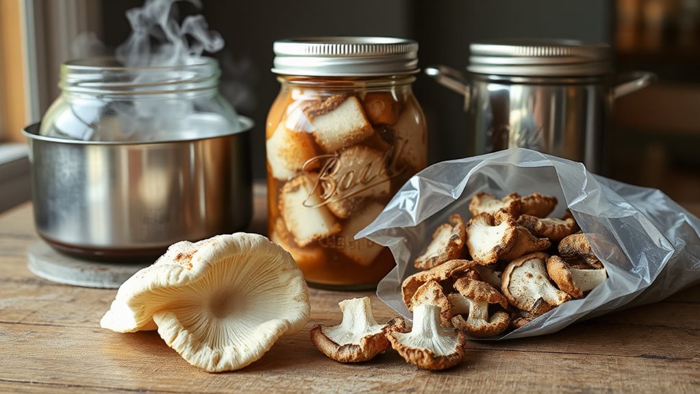 brined jars of mushrooms