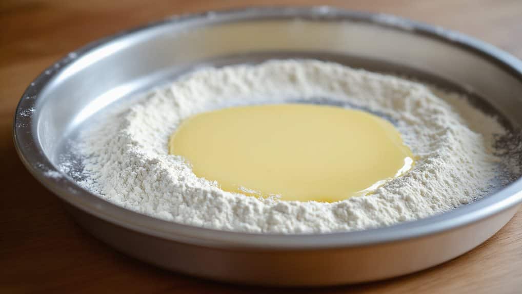 butter spray or flour coated sides
