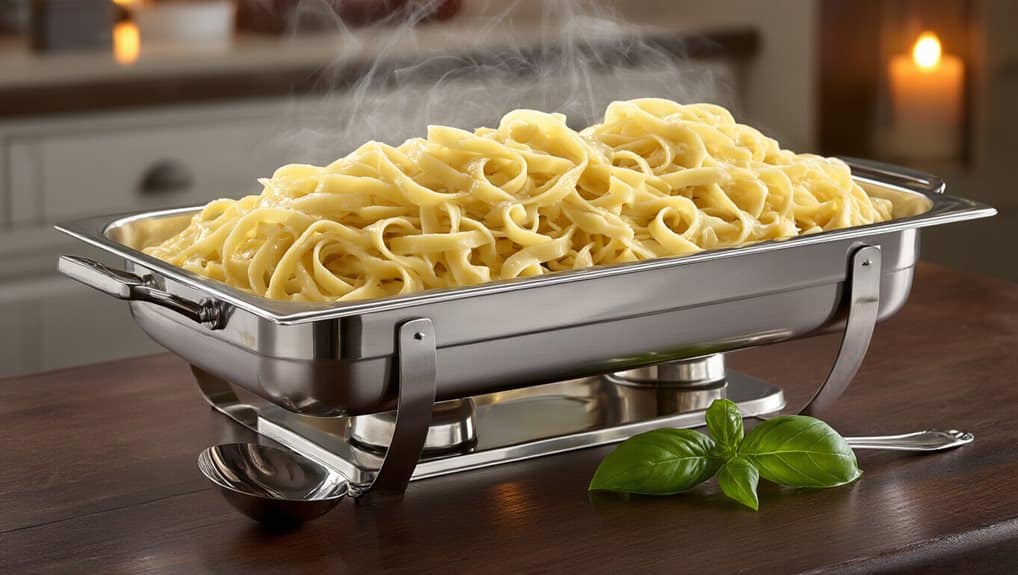 chafing dish keeps pasta warm