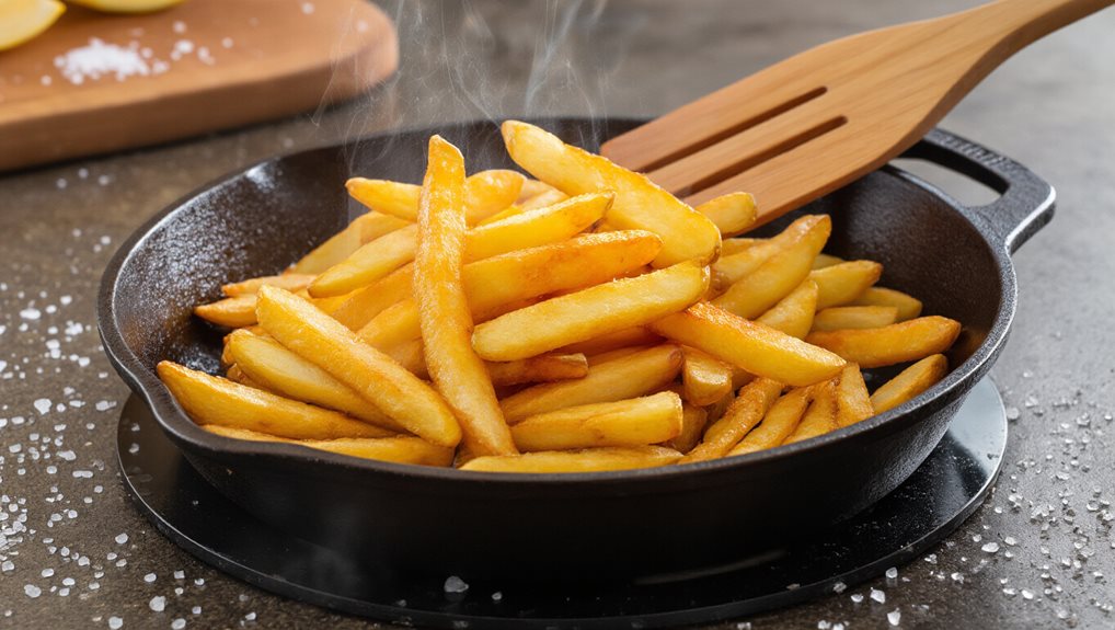 crispy stovetop fries five to eight minutes