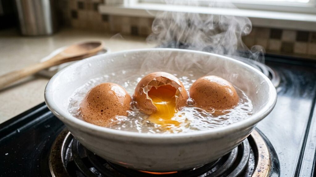 eggs crack due to boiling heat expansion