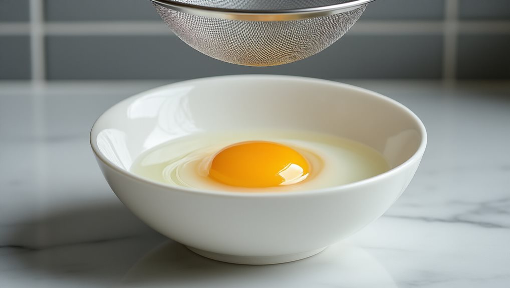fine mesh strainer yields compact whites