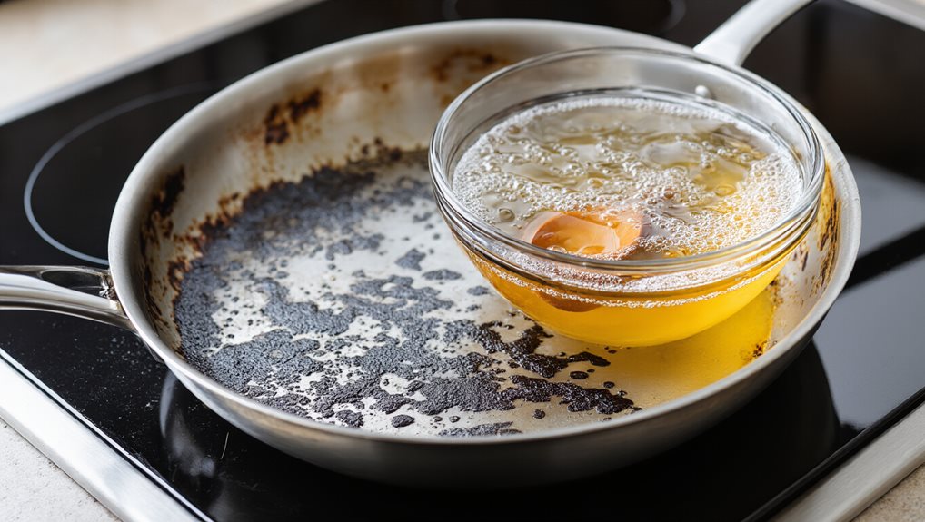 gently boil baking soda residue loosened