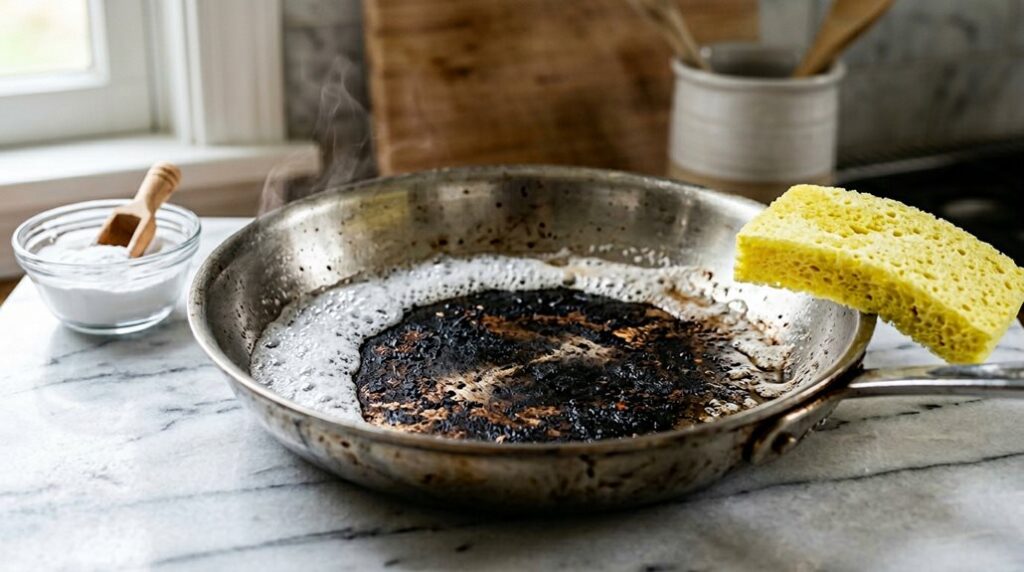 how to clean burnt pan bottoms