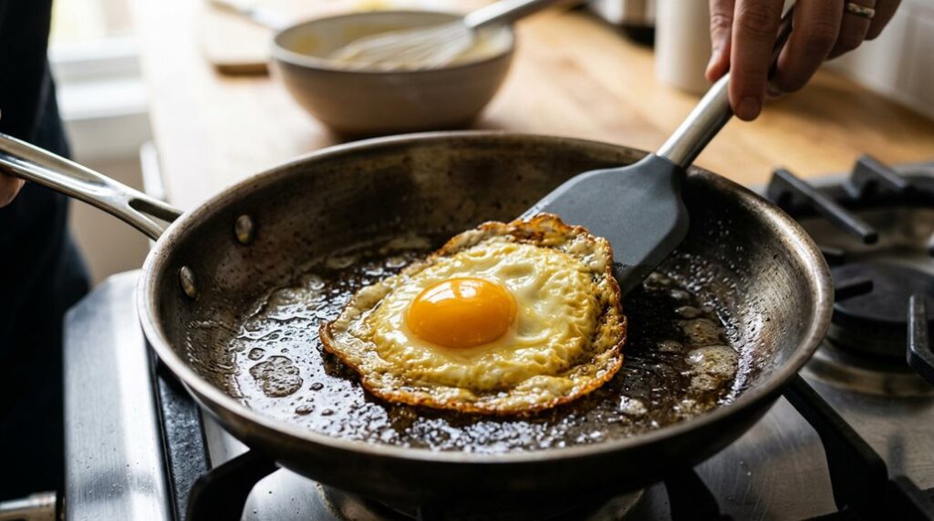 how to flip eggs safely
