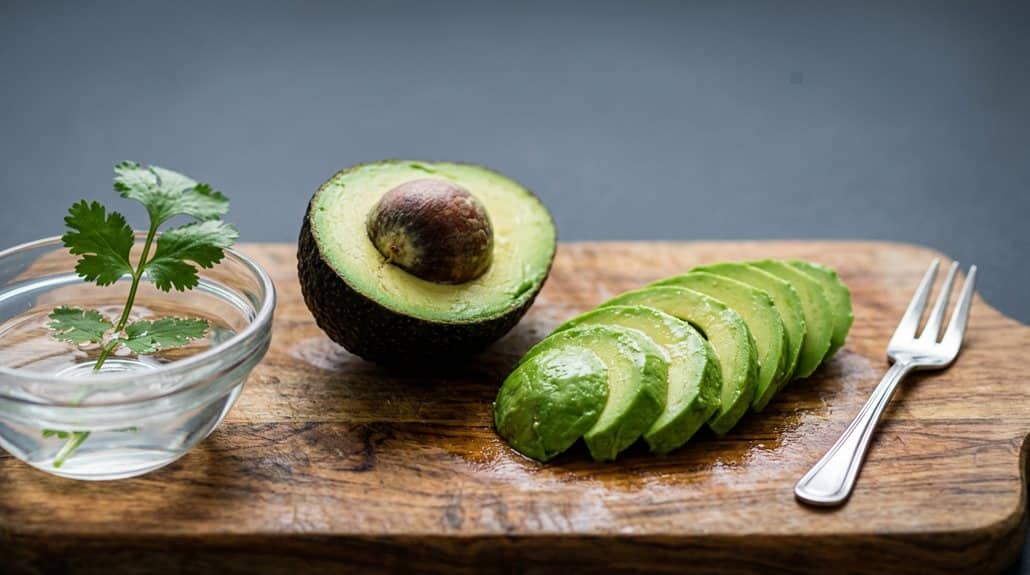 Avocado halves turning brown