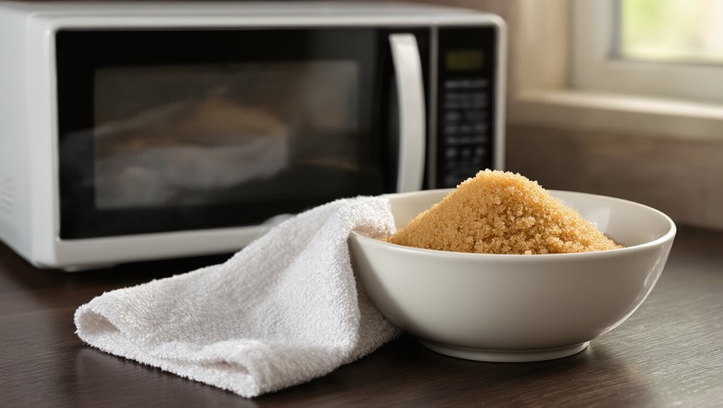microwave damp towel softens sugar
