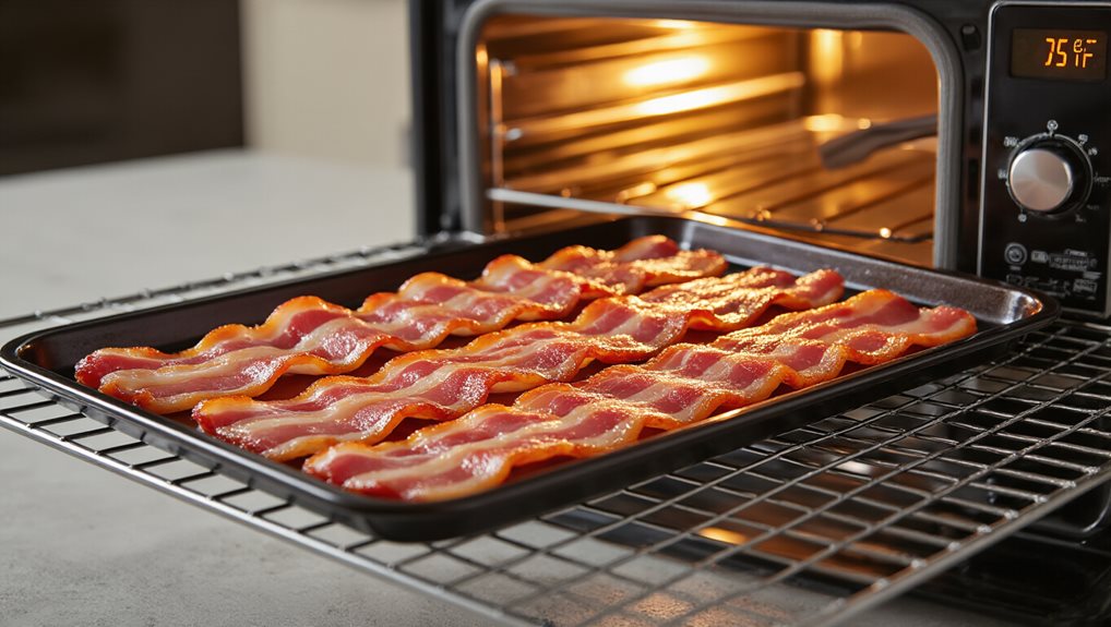 oven baked bacon flip halfway