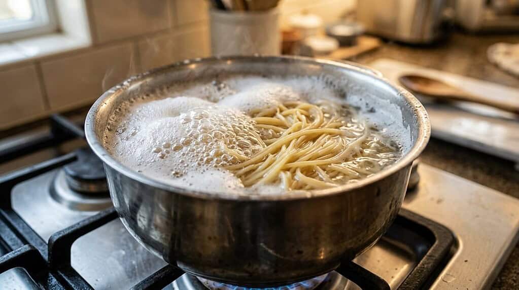 pasta water foams over
