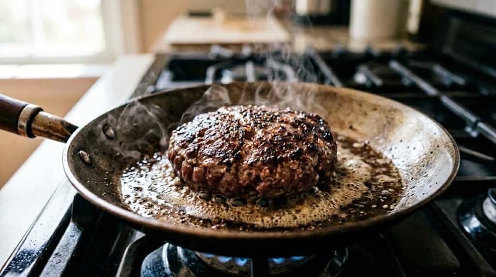 prevents burgers from shrinking during cooking