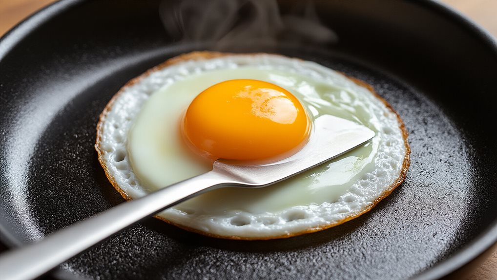 thin spatula flip yolk safely