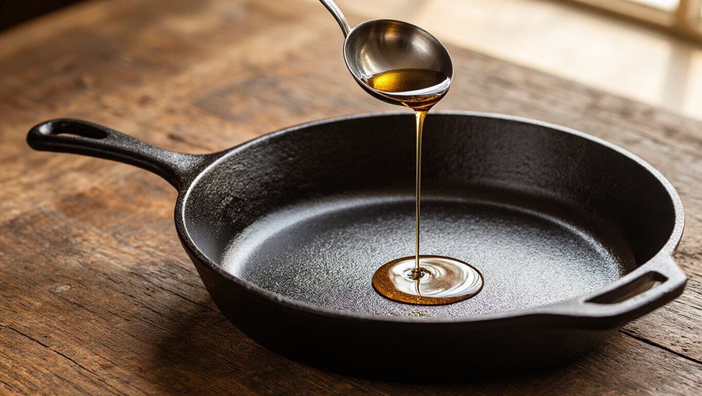 three to four oven seasonings initially maintenance biannually with one extra bake